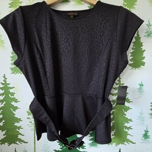 Bold Elements Black Peplum Beltes Top